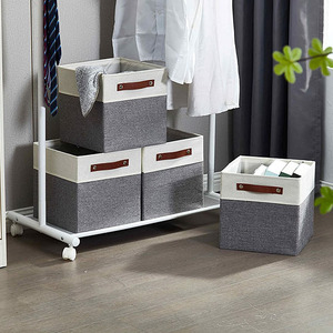 Có Thể Gập Lại Lưu Trữ Khối Ráp Mạnh Mẽ Vải Lưu Trữ Giỏ Hộp Với Mạnh Mẽ Xử Lý Cho Tổ Chức - Product Image 6