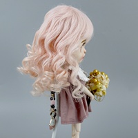 Accessoires poupées en peluche BJD American reborn bisque poupée antique cheveux français bouclés rose eau ondulée mohair poupée perruques