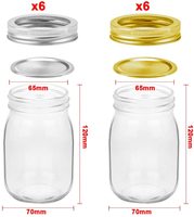 Pot en verre avec couvercle en étain, pot rond transparent de 480ml 16oz avec couvercle vis