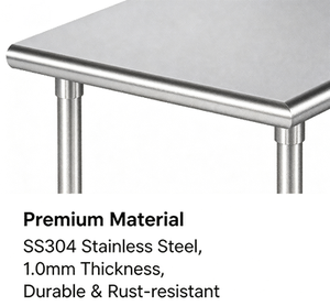 Stainless Steel Workbench with Undershelf Heavy Duty Commercial Kitchen Prep <b>Table</b> Brushed <b>Matt</b> Finish Corrosion Resistance - Product Image 2