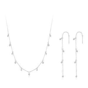 Nuevos aretes y collares de plata de ley S925 de estilo minimalista y lujoso, un conjunto único y sofisticado para mujer - Product Image 1