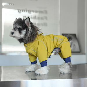 Grosir jaket hujan anjing jas hujan warna Solid penutup penuh dengan lubang tali hewan peliharaan kecil anjing mantel tahan air - Product Image 4