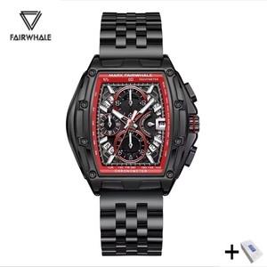 Mark Fairwhale Brand FW-5080 Chronograph <b>Watch</b> for Mens Luxury Steel Tonneau Clocks Man Fashion Multifunction Quartz Wristwatch - Product Image 1
