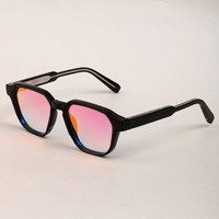 Gafas de Sol Vintage en Oferta, Retro, Poligonales, Pequeñas, de Alta Gama, UV400, Rectangulares, Montura Completa de PC para Unisex con Lentes Multicolores