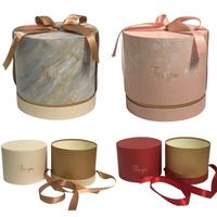Carton d'emballage de boîtes de roses en daim personnalisées pour ensemble de fleurs conservées boîte-cadeau de fleurs en papier rond rigide