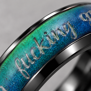 Bague à citation inspirante JLM en acier inoxydable noir dégradé <span class=keywords><strong>Aurora</strong></span> pour femmes et hommes - Product Image 3