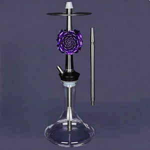 Chicha Premium V2A en acier inoxydable Rose Purge avec base en verre de 55 cm, un seul tuyau, pour salon et bar, ensemble OEM en gros - Product Image 5