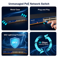 Switch PoE Gigabit AI 26 ports 24x 10/100/1000M 2 SFP Uplink 400W Non géré VLAN QoS Longue portée Fournisseur en gros