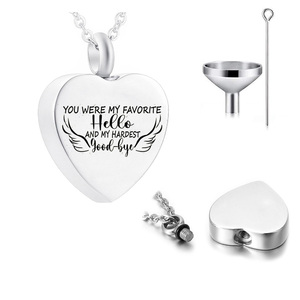 Collier en forme d'aile d'ange en acier inoxydable, pendentif en forme de cœur-vous avez été mon héros préféré et mon plus dur au revoir - Product Image 2