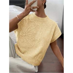 Suéter de Punto Personalizado para Mujer, Manga Corta, Diseño Floral 3D, Estilo Casual, Ropa de Moda Primavera, Anti-Pilling - Product Image 2