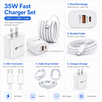 Adaptateur mural double port Type-C haute vitesse 35W PD à charge rapide, résistant à la chaleur, de haute qualité, pour une utilisation mondiale