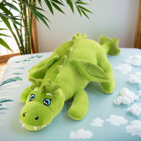 Joli petit dragon vert en peluche, coussin long, accompagne le sommeil, logo personnalisable, rembourrage en PP, polyester, unisexe