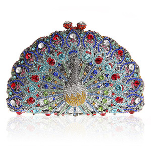 Nouvelle fête mode gland mariage Bling pochette sac à main sac de soirée femmes violet velours argent or bleu OEM Style Snap motif - Product Image 6