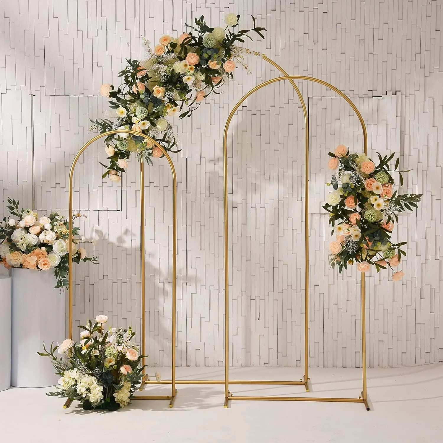 Metall Hochzeits bogen Set von 3 Hintergrund Stand Künstliche Blumen ständer Bogen Ballon Rahmen für Braut Indoor Outdoor Party Dekoration