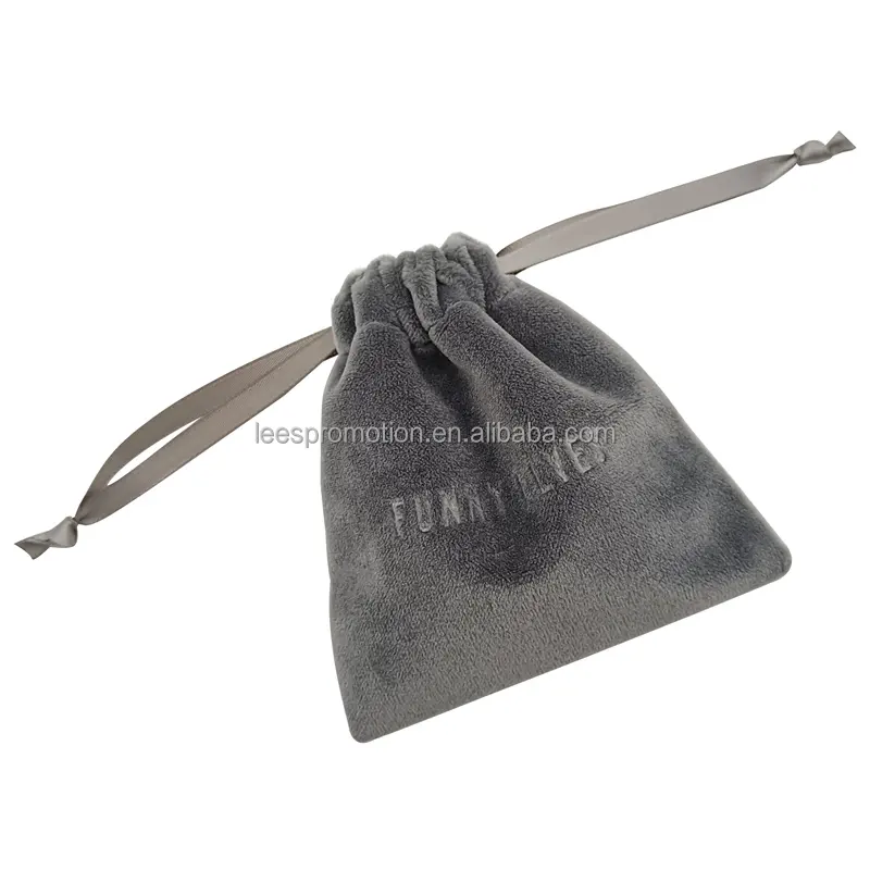 Schmuck verpackung grau Kordel zug Ohrring Halskette Samt tasche mit Logo