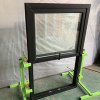Ventana y puertas de Pvc de CHANGYI, ventanas verticales deslizantes con rotura térmica, ventanas de color negro UPVC, ventana colgada individual o individual con diseño de parrilla