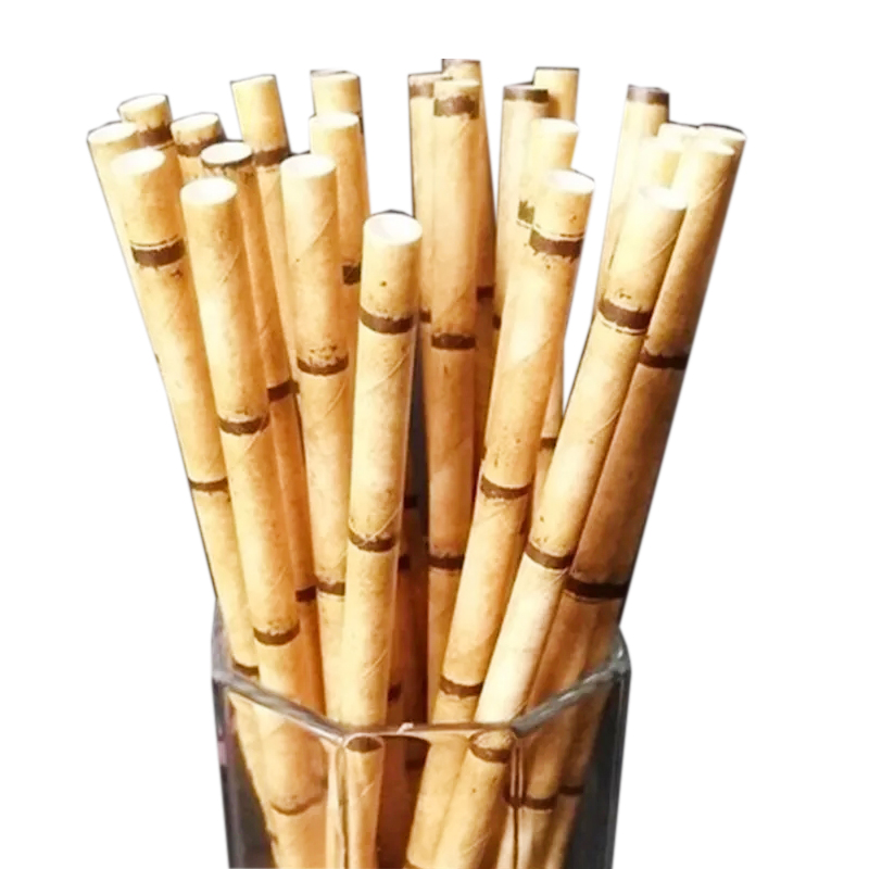 Wholesale Biodegradable Food Grade Environmental Protection Paper Bamboo Straws Home Bar Restaurant Hotel Party Drinking Straw