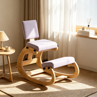 Chaise ergonomique à bascule et à genouillères, structure en contreplaqué avec coussins réglables, siège de bureau et d'étude correcteur de posture pour la maison/le bureau