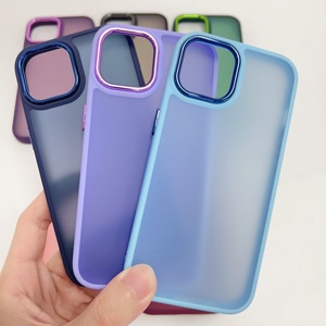 Matte Skin Cảm Giác Kim Loại Ống Kính Khung Điện Thoại Trường Hợp Đối Với <span class=keywords><strong>iPhone</strong></span> 15 Pro 14 Cộng Với 12 13 11 Pro Max Chống Sốc Bumper Cứng PC Bìa Shell - Product Image 5