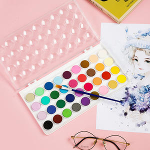 Ensemble de peinture aquarelle pour enfants 12 21 28 36 48 couleurs Ensemble de couleurs <span class=keywords><strong>à</strong></span> <span class=keywords><strong>l</strong></span>'<span class=keywords><strong>eau</strong></span> lavables avec pinceaux Ensemble de peinture non toxique pour enfants débutants - Product Image 3