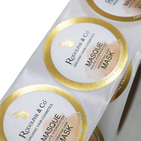 Conception de logo personnalisé pleine couleur impression bas quantité minimale de commande feuille d'or estampage mat laminage fini cercle rouleau étiquette plastique