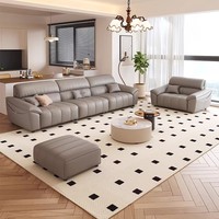 Canapé en cuir, bois massif, style mi-saison, nouveau modèle 2026, multi-places, éponge haute densité, forme nuage, rangée droite, pour salon