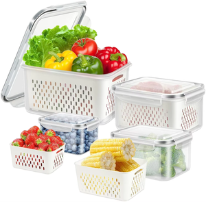Cajas de Almacenamiento Multifuncionales de Doble Capa para el Hogar, Personalizables, con Escurridor y Filtro para Mantener la Frescura - Product Image 1