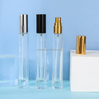 Flacon de parfum en verre de 10 ml, forme carrée ronde, flacon de voyage, embout à sertir, avec pompe