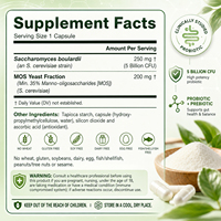 WELLBODY OEM Capsules de probiotiques Saccharomyces Boulardii MOS 5 milliards d'UFC, végétaliennes, sans gluten, pour la santé intestinale