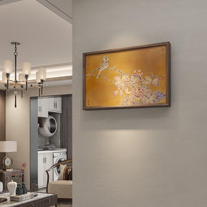 Pannello Idraulico Zen Crabapple in Ottone con Coperchio Ribaltabile <span class=keywords><strong>per</strong></span> Scatola Elettrica, Decorazione Murale in Stile Cinese Antico con Cornice in Legno Massello - Product Image 2