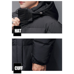 Wintu 90% <strong>White</strong> Duck Down <strong>Jackets</strong> Hooded Black Puffer Custom High Fluffy Hombre Men's Coats Winter Long Down <strong>Jacket</strong> with Hood - Product Image 3