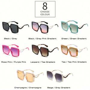 Gafas de Sol Cuadradas Extra Grandes con Logotipo Personalizado, Montura Grande, Lentes Degradadas, Protección UV400 para Mujer - Product Image 5