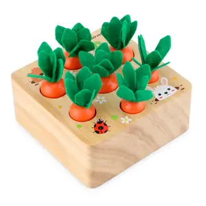 Di legno Educativo Precoce Montessori Bambini Blocco di Puzzle Set di Trazione Ravanello Gioco Giocattoli