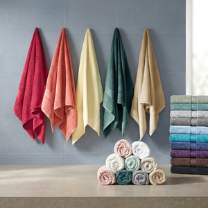 Serviettes de bain en coton biologique doux, grand motif à carreaux, très absorbantes, écologiques, ensemble de serviettes tissées pour hôtel - Product Image 1