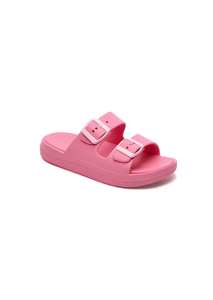 Sandali Eva a Doppia Fascia Comodi Unisex 26 Estivi Open Toe Rosa Chiaro con Fibbia Solida - Product Image 1