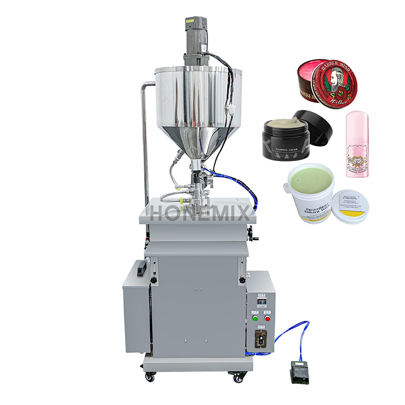 Оборудование для наполнения воском HONE, наполнитель для смешивания банок для крема с подогревом, полуавтоматическая нагревательная машина для наполнения с микшером