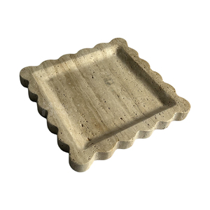 Plato de Almacenamiento Decorativo de Piedra Natural de Travertino Ecológico <span class=keywords><strong>con</strong></span> Borde Festoneado para Apartamento, Hogar, Hotel y Villa - Product Image 6