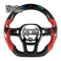 Volant en fibre de carbone LED personnalisé pour Honda Civic 11e génération Type-R CR-V Accord 2022-2026 avec poignées en cuir perforé rouge