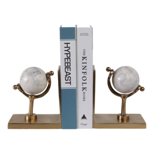 Eleganti Fermalibri a Forma di Globo in Marmo con Finitura Dorata, Decorativi per Scaffali o Arredo Ufficio - Product Image 2