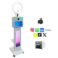 Machine de photomaton DSLR tout-en-un en métal blanc de 15,6 pouces avec flash doux et logiciel gratuit