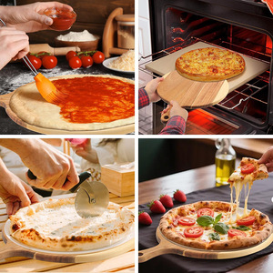 Planche à pizza en bambou avec poignée, plateau à pizza en bois pour servir et couper, design moderne et simple, matériau durable - Product Image 3