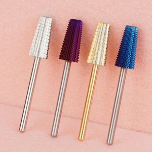 Kit de 5 embouts de ponceuse à ongles en carbure de tungstène, forme cylindrique conique large, avec base de sécurité, pour le retrait de vernis gel, outil de manucure - Product Image 3