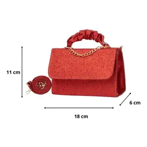 Bolso Bandolera Rojo Brillante para Mujer, Marca Fana, con Correa de Cadena de Nailon y PU, Diseño Moderno, Asa Individual, Portátil, para Uso Diario - Product Image 3