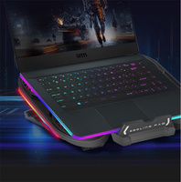 VENTE CHAUDE Support de refroidissement pour ordinateur portable RGB avec 6 ventilateurs, 9 niveaux réglables, pour gaming, avec support de téléphone et double USB