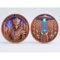 Pièce de monnaie en cuivre pur 999 de 1 oz, série Alien 3D en relief, Monde au-delà de l'Univers, couleur UV, édition collector colorée