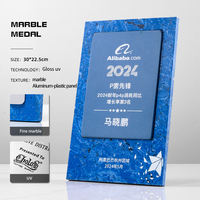 Nouveau design Vente en gros en usine Panneau aluminium-plastique personnalisé Plaque en marbre Impression UV Trophée en marbre Société Cadeau souvenir annuel