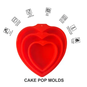 3 टुकड़े दिल प्रेमी आकार का नॉन-स्टिक पाक पनीर केक धूपदान सेट स्तरित सिलिकॉन मूस केक ट्रे नए नए साँचे Epoxidharz silikonform