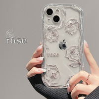 Coque de téléphone transparente antichoc IVANHOE Clear Rose pour iPhone 15 14 13 12 11 Pro Max X XR XS 6 6s 7 8 Plus, coque rigide