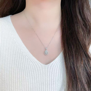Collares y Colgantes <span class=keywords><strong>de</strong></span> Oro Blanco <span class=keywords><strong>de</strong></span> 18K con Diamantes Cultivados en Laboratorio, Diseño <span class=keywords><strong>de</strong></span> Pera y Estrella, Elegantes y Finos, para Mujer, Cadenas con Dijes <span class=keywords><strong>de</strong></span> Diamantes - Product Image 5