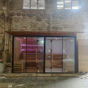 ساونا خشبية حديثة من خشب الصنوبر تتسع لـ 5-6 أشخاص، مصنوعة من خشب الهيملوك/الأرز الأحمر، مع وظيفة البخار الجاف - Product Image 3